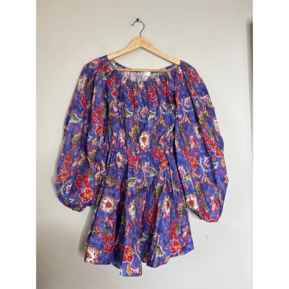 NEW Caroline Constas Charli Enchanted Paisley Off-Shoulder Mini Dress Blue - Picture 3 of 9